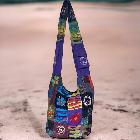 Rising International Hobo Bag in Patchwork Fabric - Boho Style Shoulder Tote - Picture 1 of 10